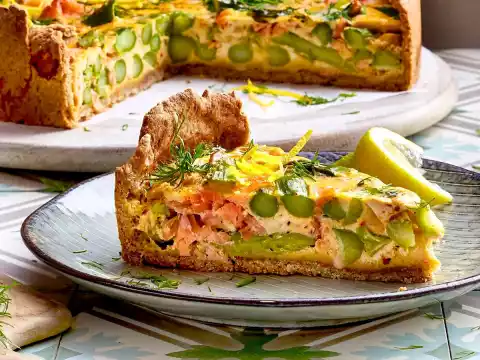 Spring Quiche With Green Asparagus And Smoked Salmon Recipe