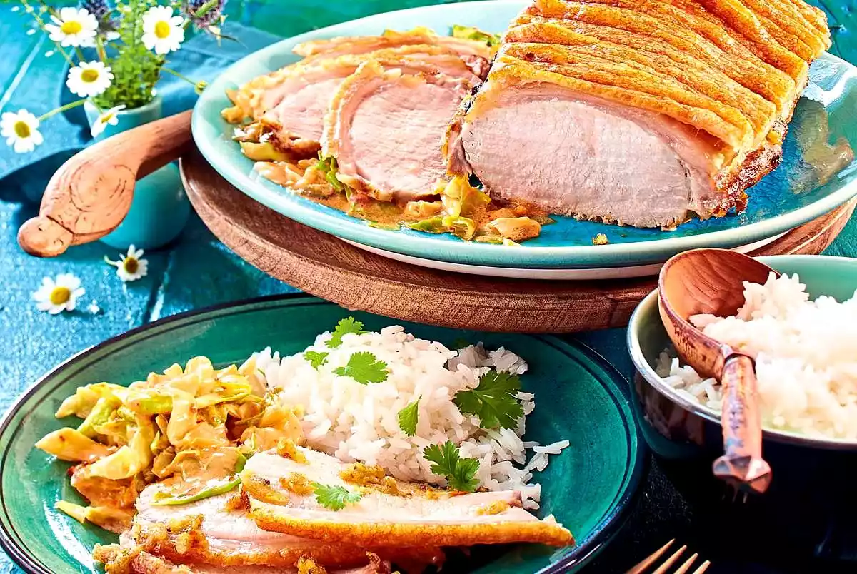 Asian Roast Suckling Pig With Fiery Creamed Pointed Cabbage Recipe