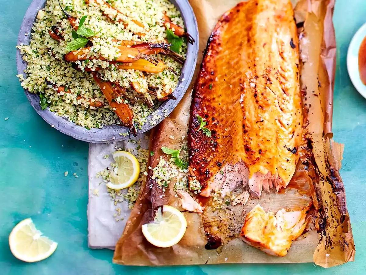 Baked Salmon On Warm Bulgur Salad Recipe