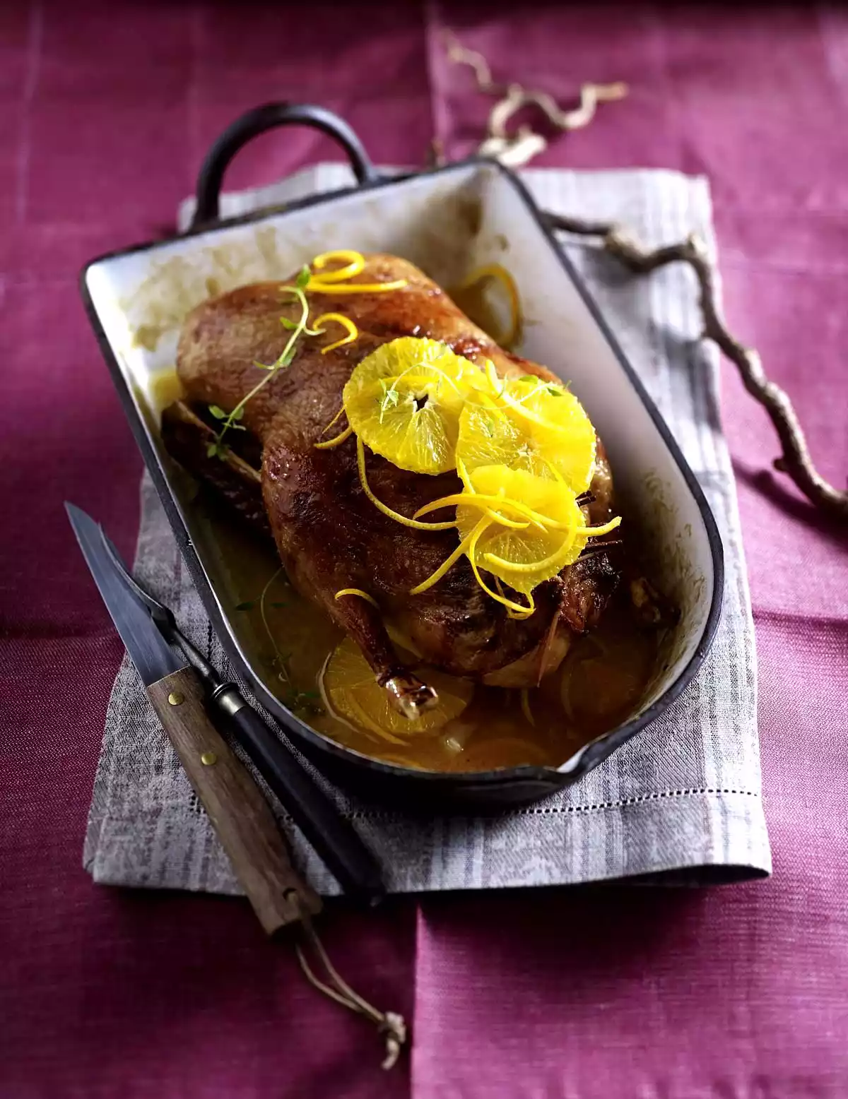 Duck With Mushroom Filling & Orange And Thyme Sauce Recipe