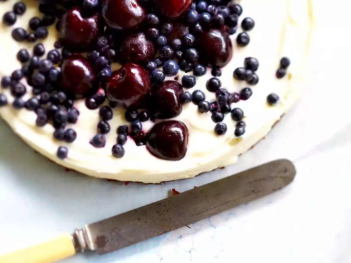 Fresh Goat Cheese Cake With Sweet Cherries Recipe