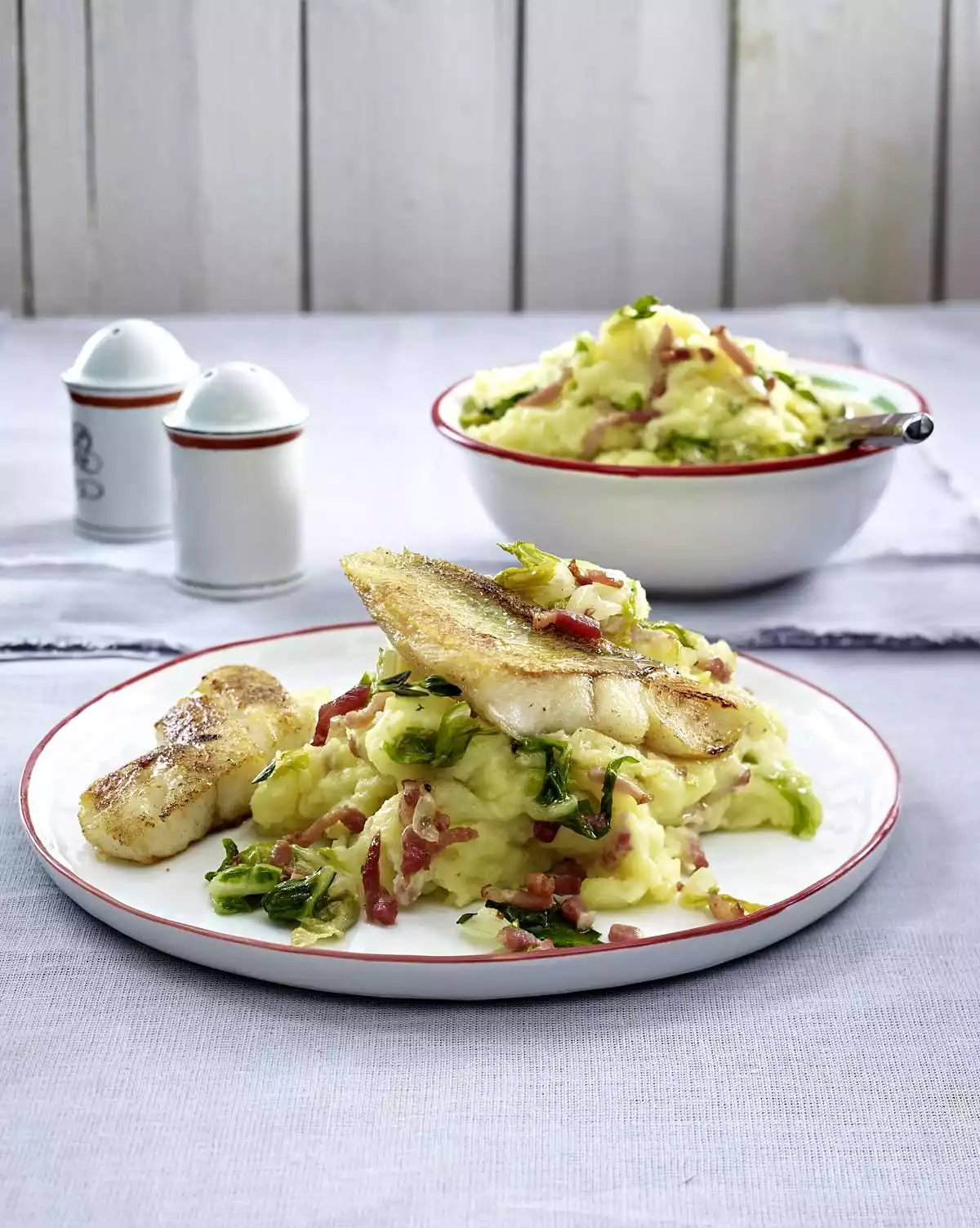 Ham And Potato Mashed With Fried Cod Recipe
