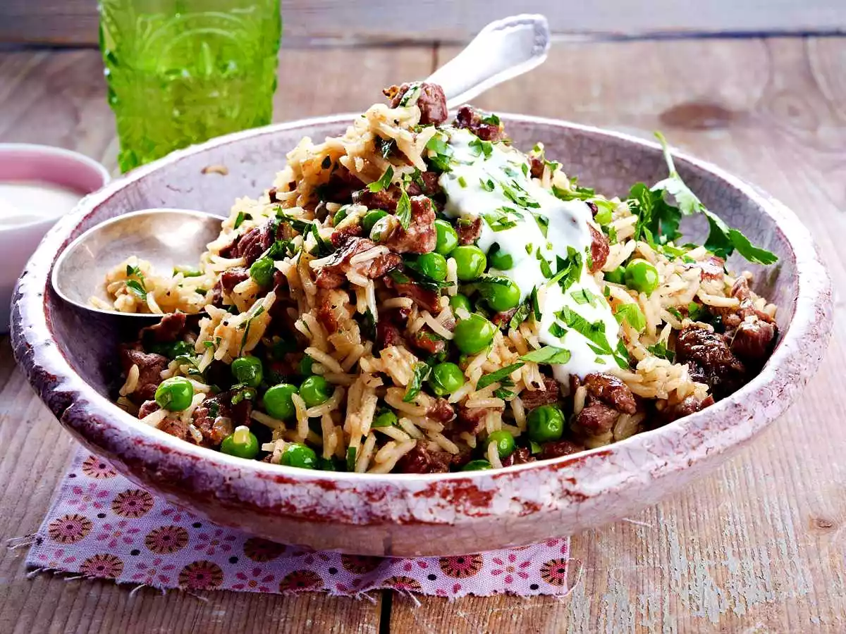 Indian Pea Rice With Lamb Recipe