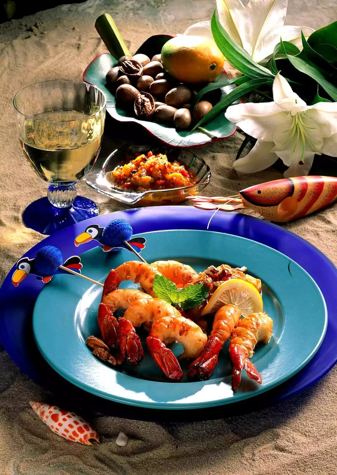 King prawns with fruit ketchup