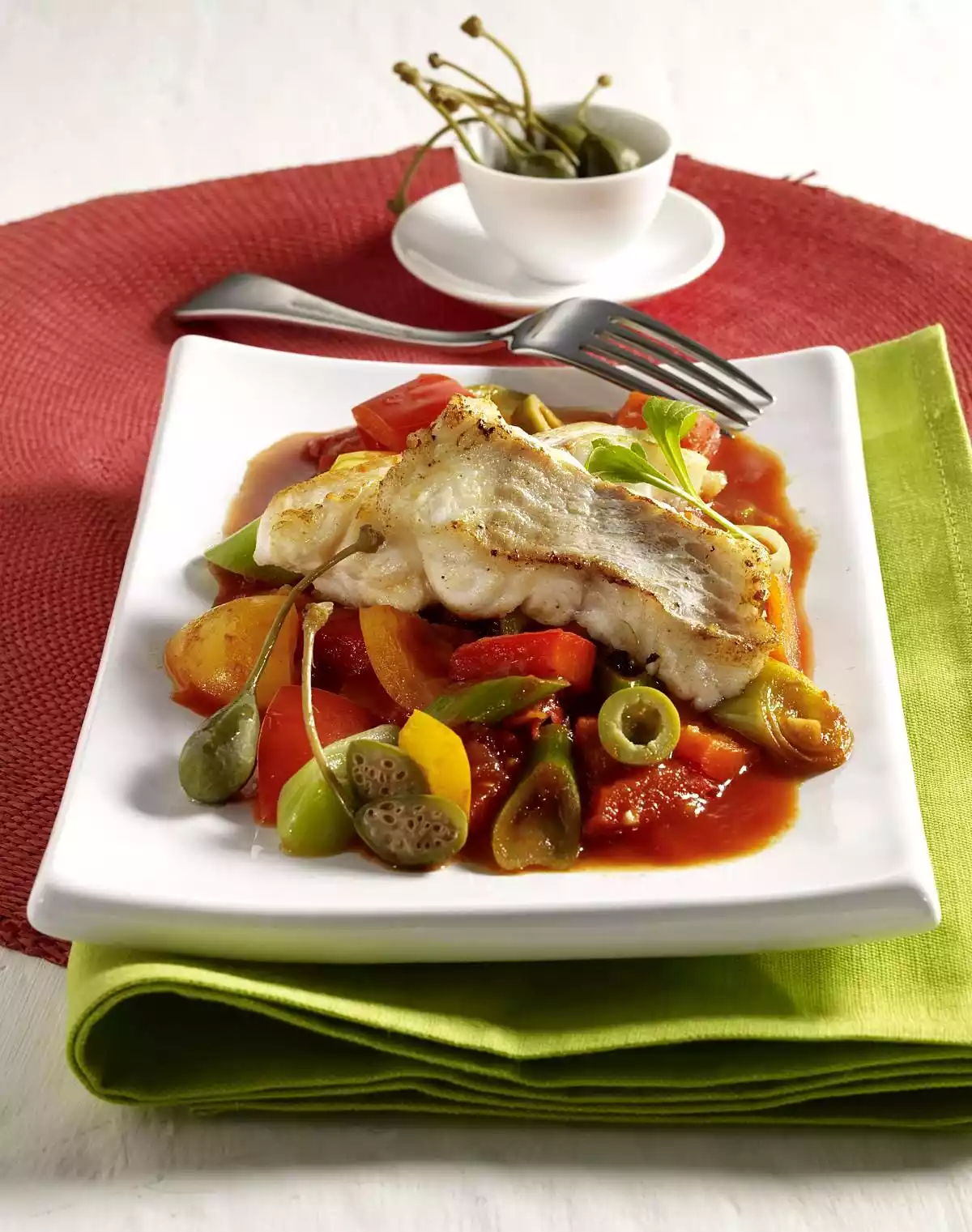Lengfish Fillet On Braised Vegetables Recipe