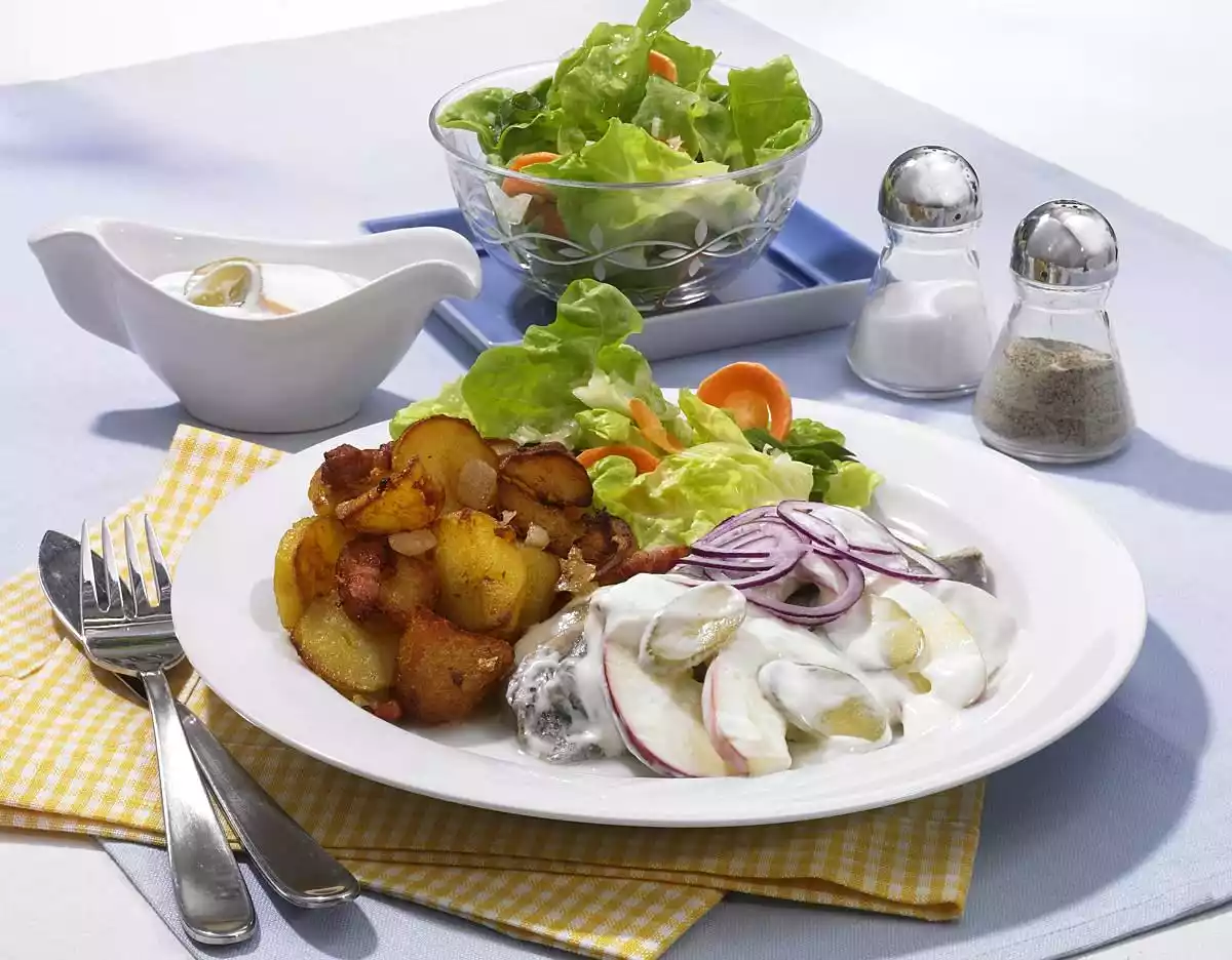 Matje Filet With Apple Remoulade And Fried Potatoes Recipe
