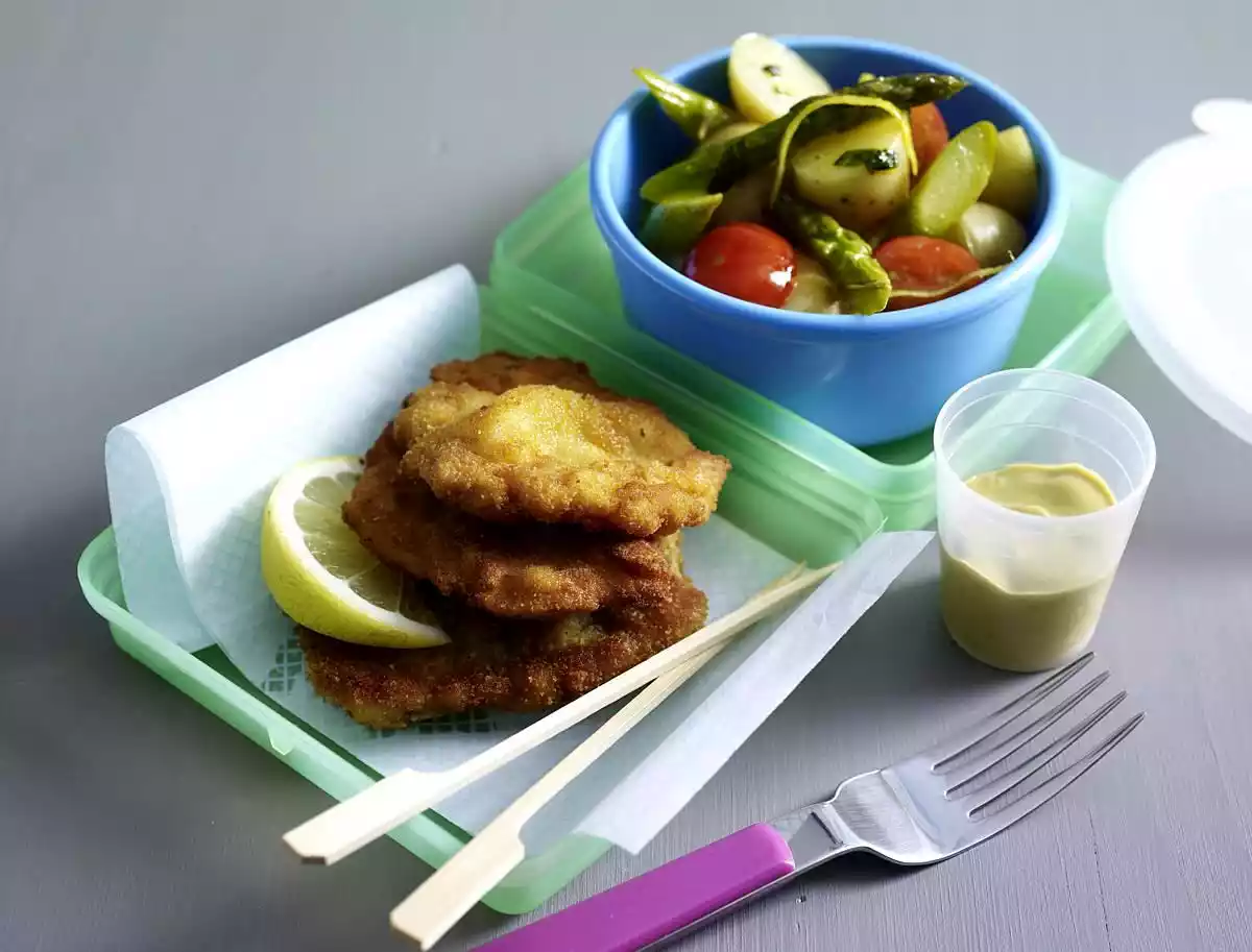 Mini Wiener Schnitzel With Asparagus And Potato Salad Recipe