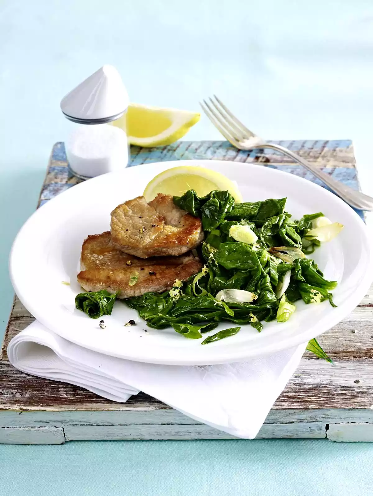 Minute Steaks With Lemon Spinach Recipe
