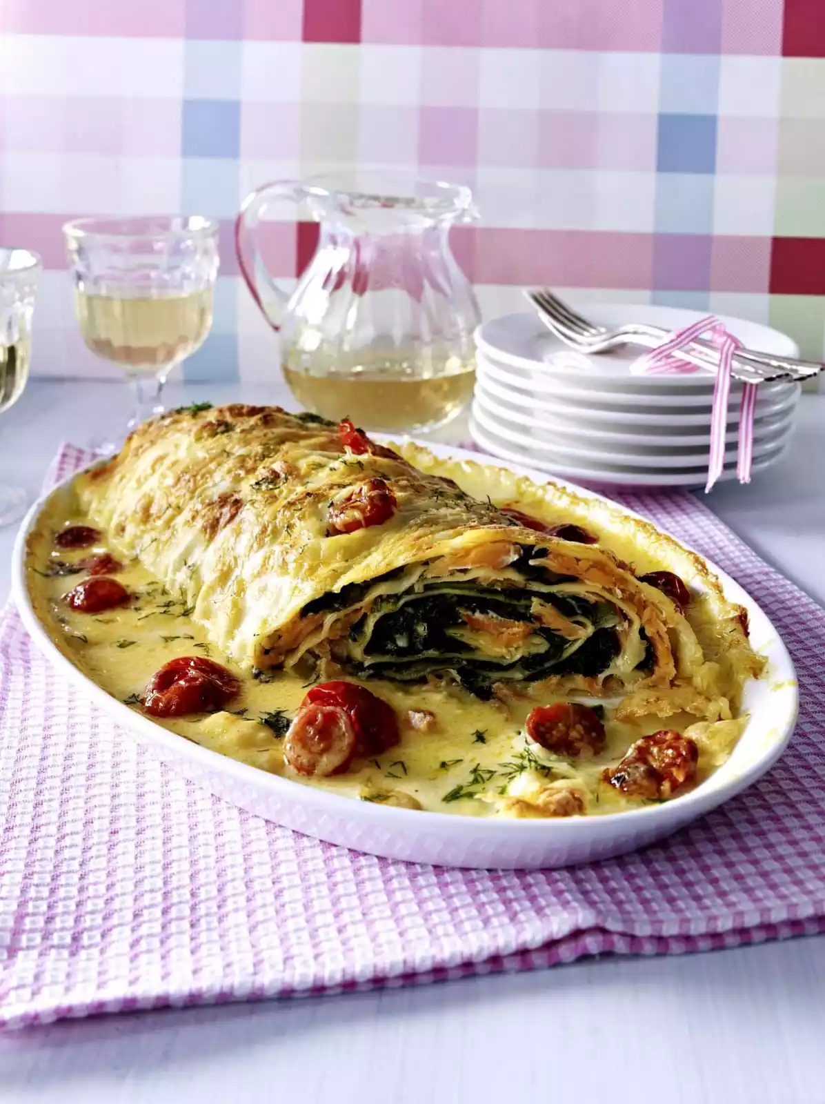 Pasta Roll With Smoked Salmon Spinach Filling Recipe