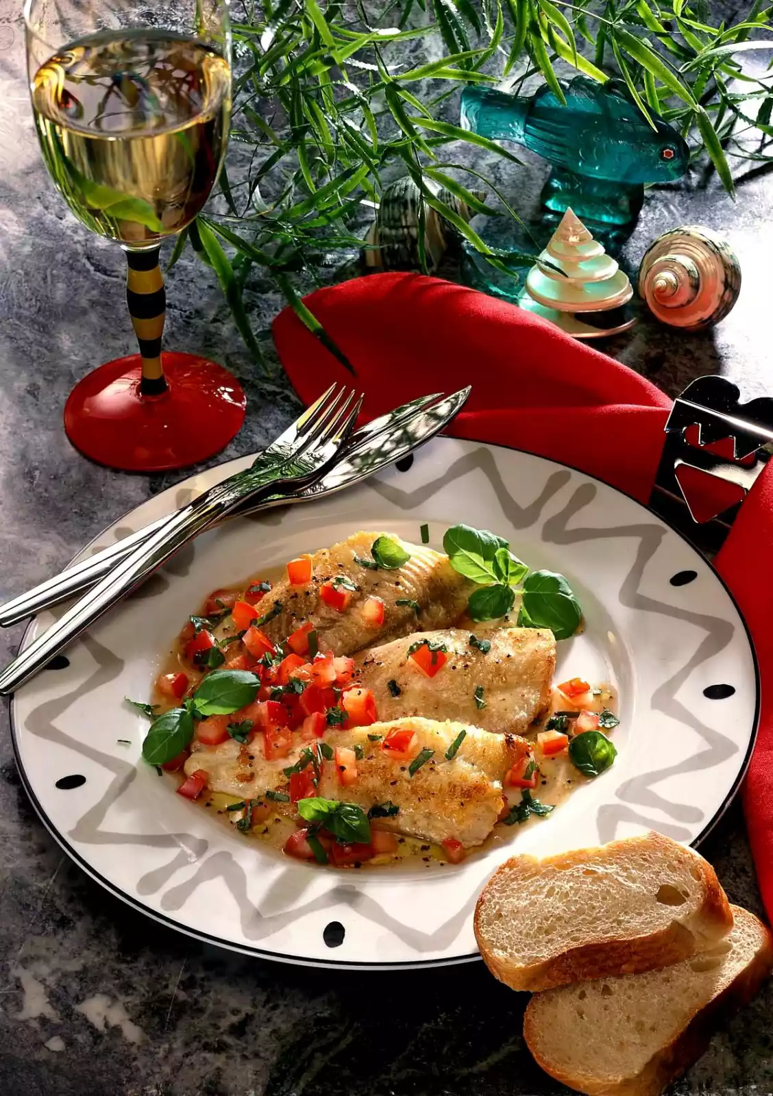 Plaice Fillets With Tomato-basil Vinaigrette Recipe