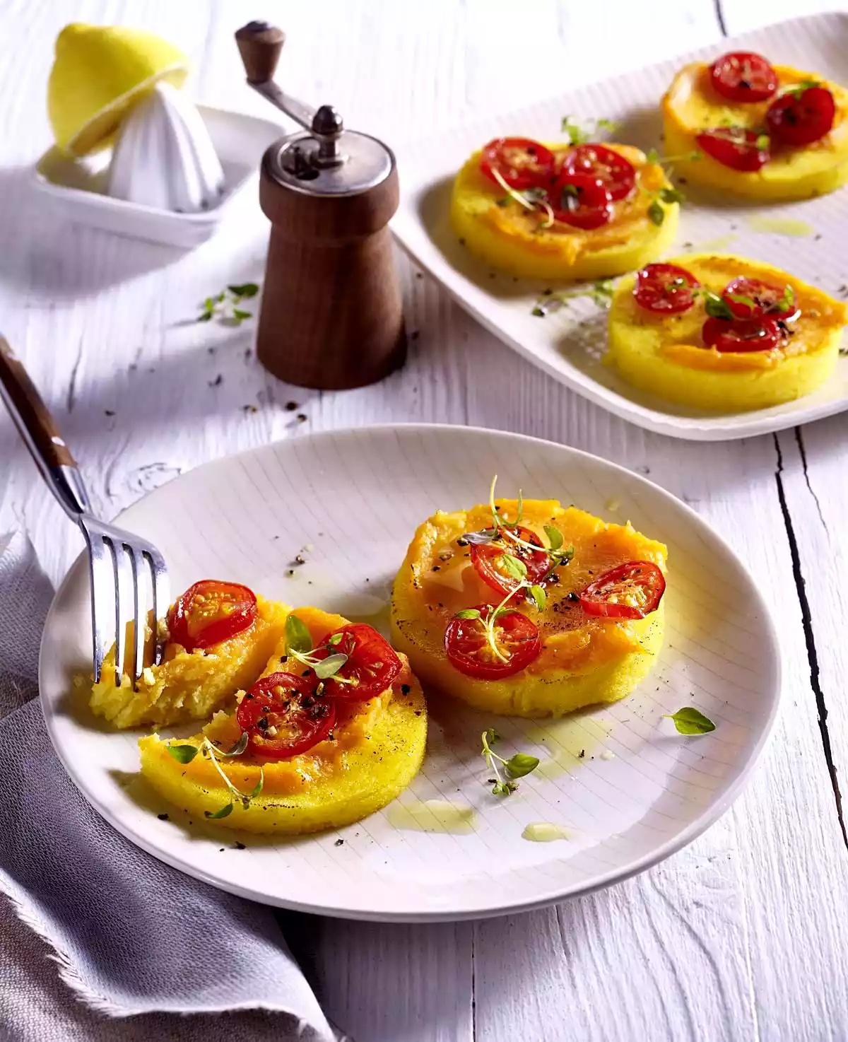 Polentataler With Baked Sweet Potato And Parsnip Purée Recipe