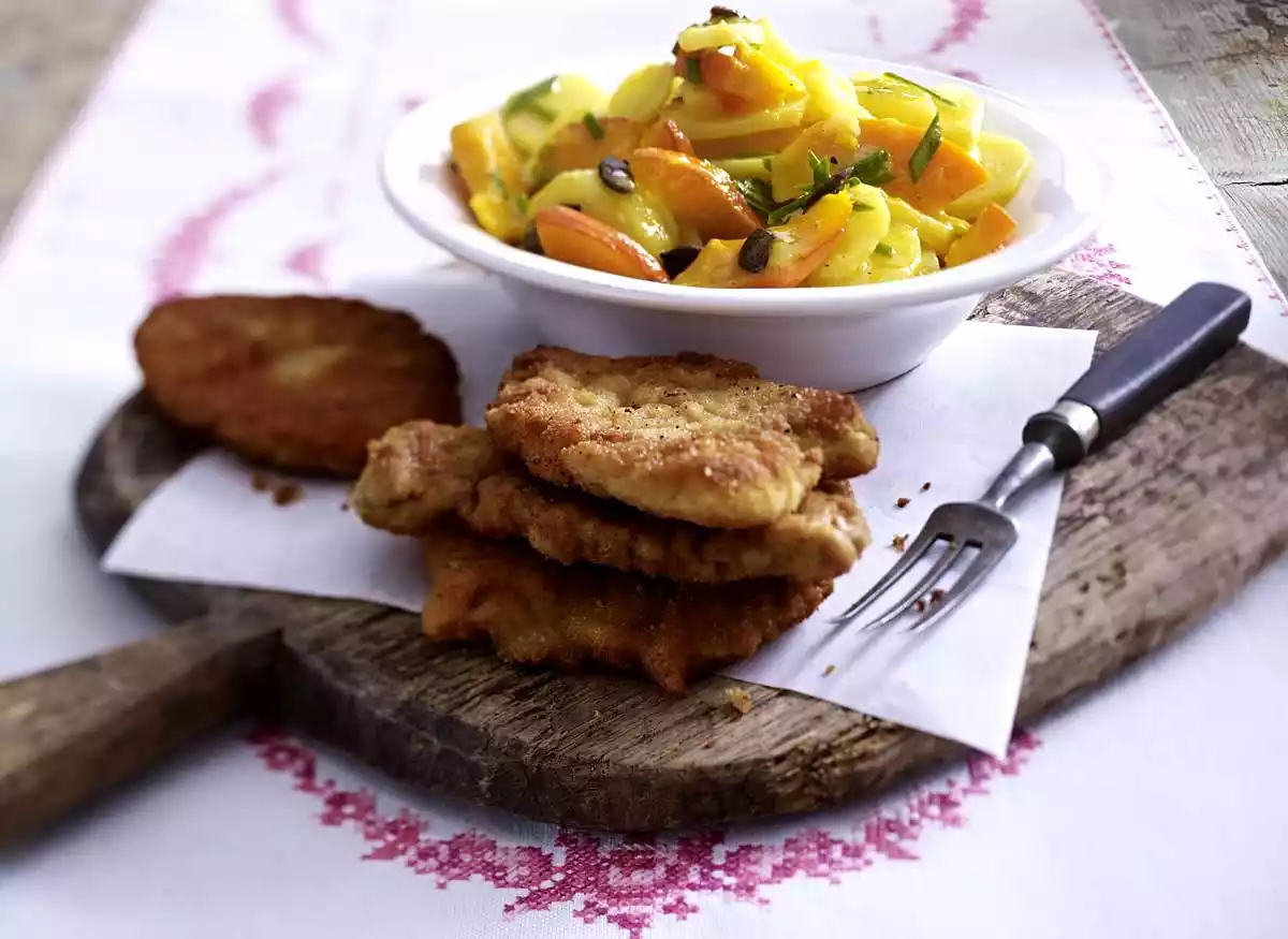 Potato And Pumpkin Salad With Schnitzel Recipe