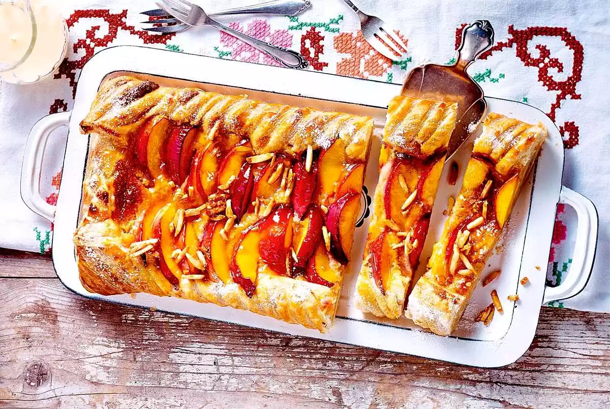 Puff Pastry Nectarine Strips With Almond Brittle Recipe