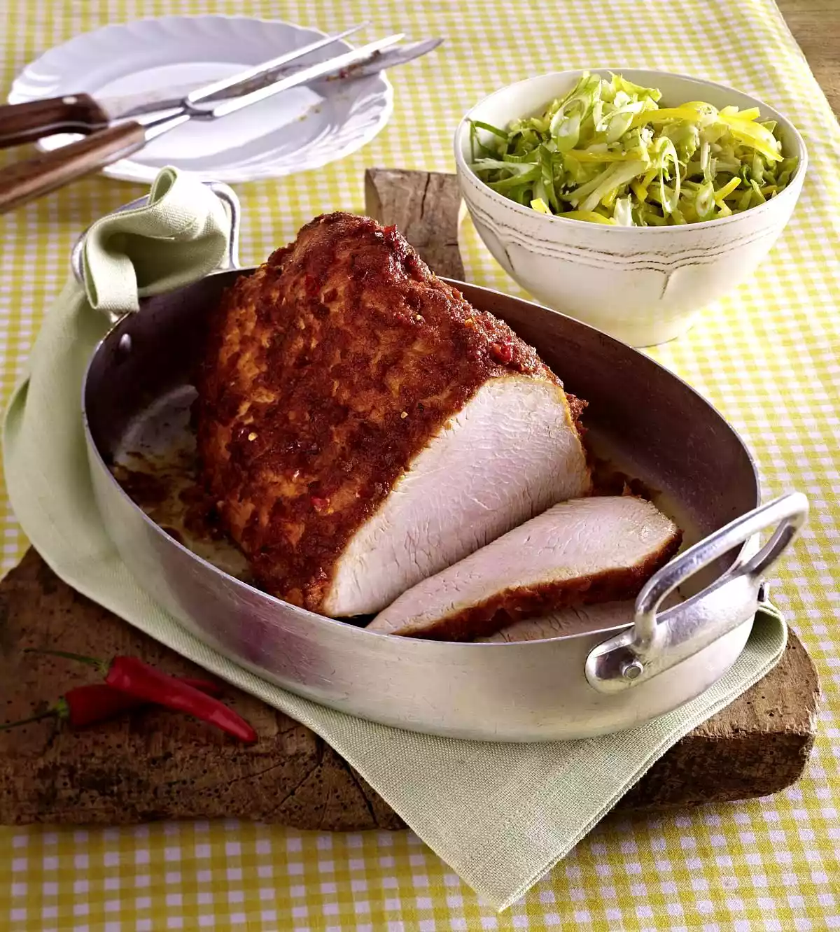 Roast Turkey With Honey-pesto Crust And Coleslaw Recipe