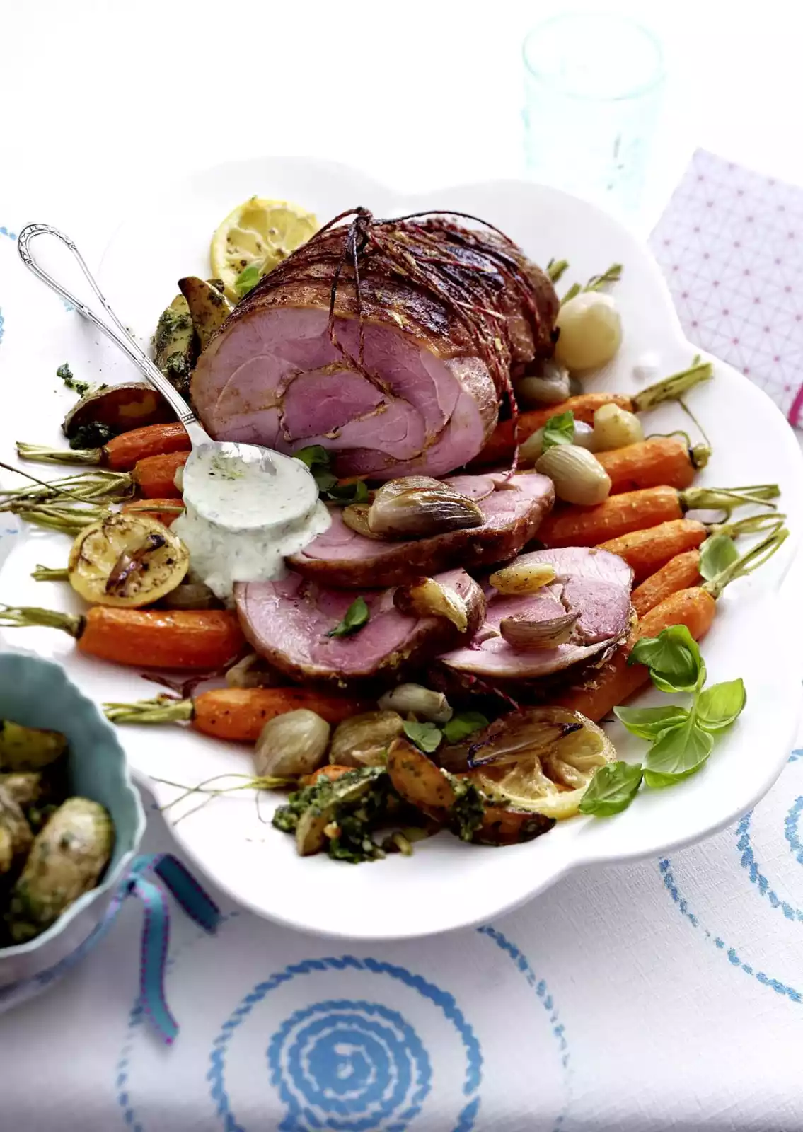 Roast Turkey With Pesto Potato Wedges And Baked Carrots Recipe