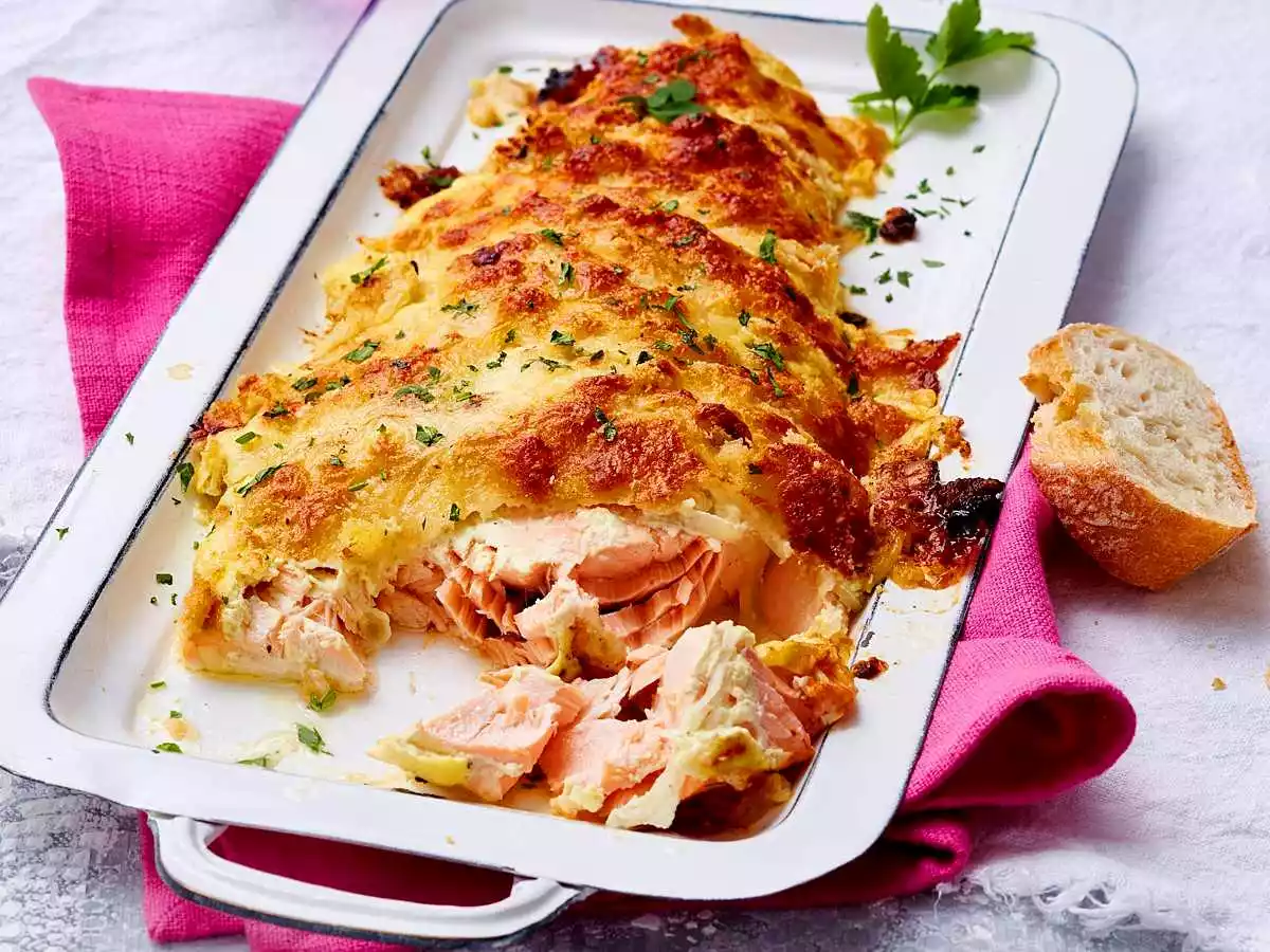 Salmon Au Gratin With Mustard Cream Recipe