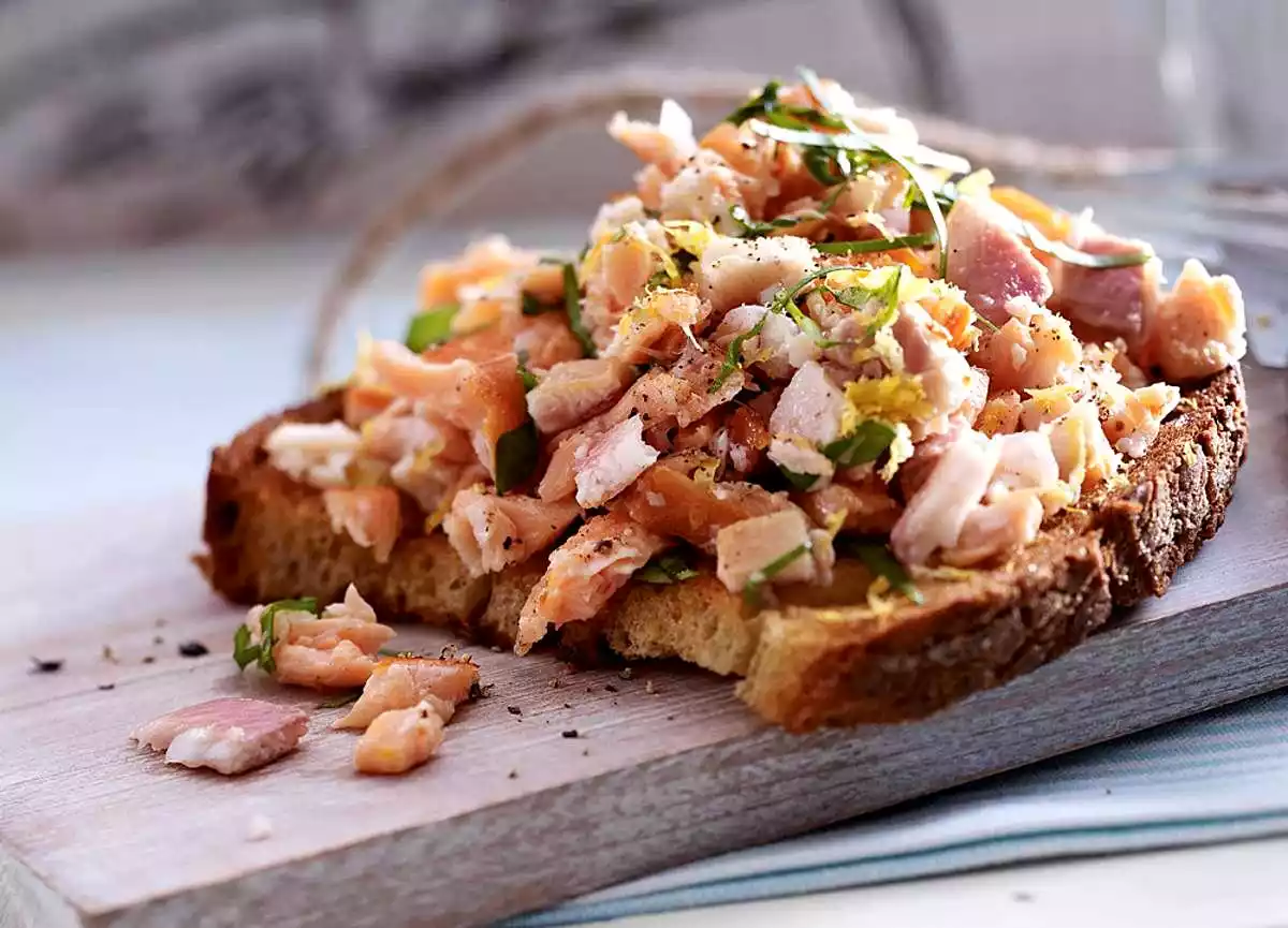 Salmon Trout Tartar On Toasted Bread Recipe