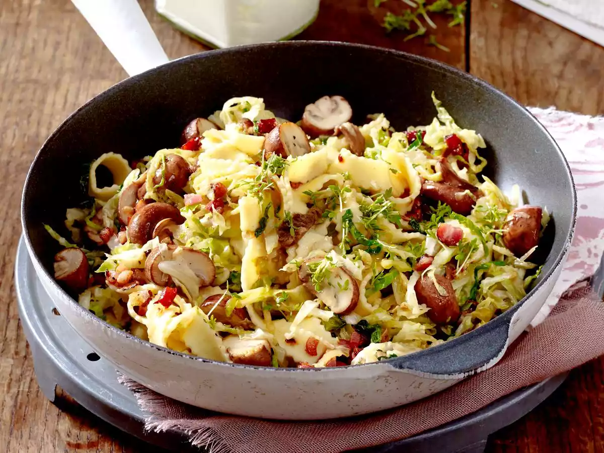 Savoy Noodles With Mushrooms And Bacon Recipe