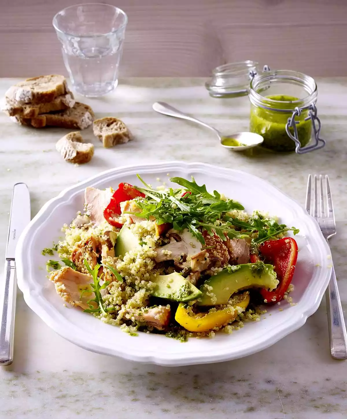 Sesame Salmon On Quinoa Salad With Salsa Verde Recipe