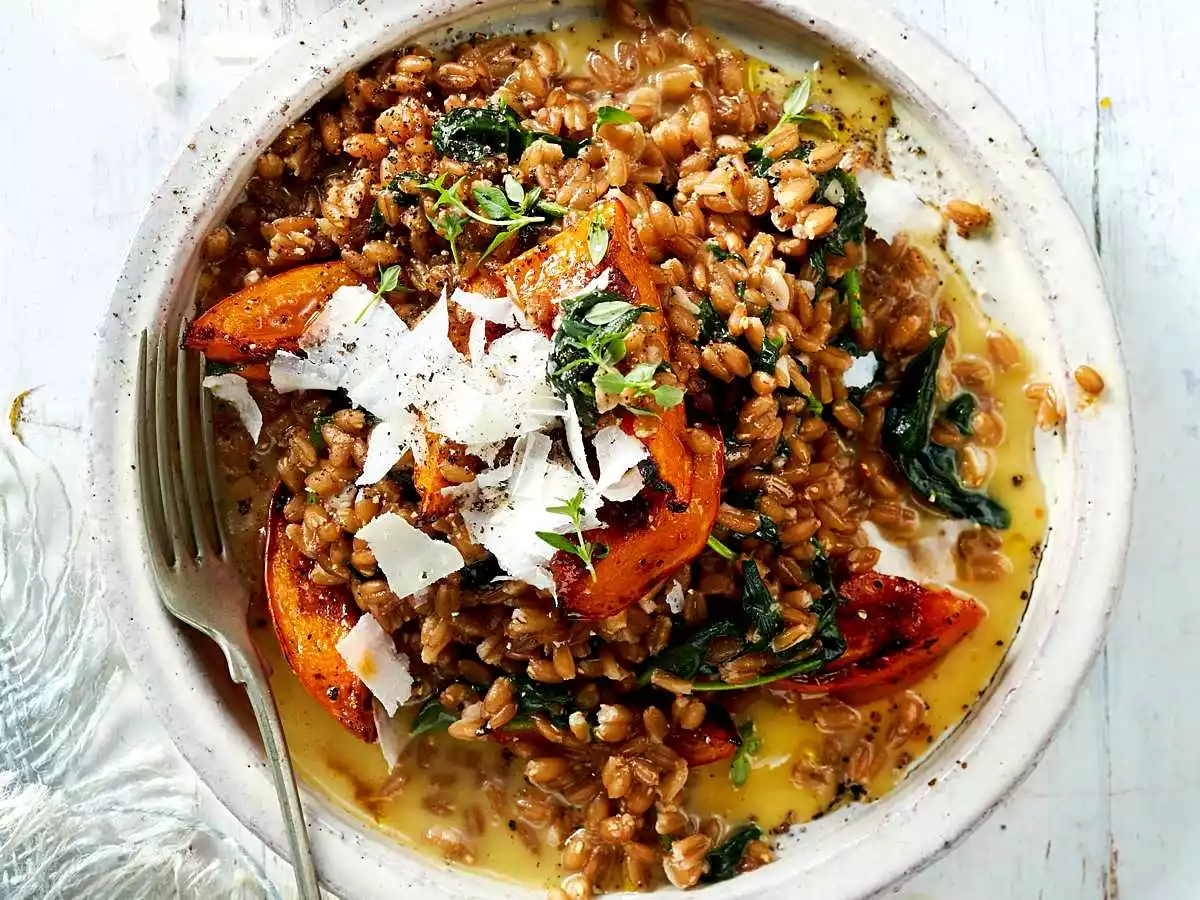 Spelt risotto for honey hockkaido