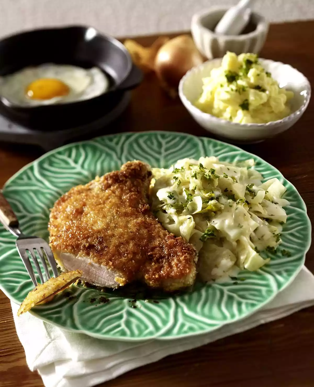 Stoved White Cabbage With Breaded Cutlet Recipe