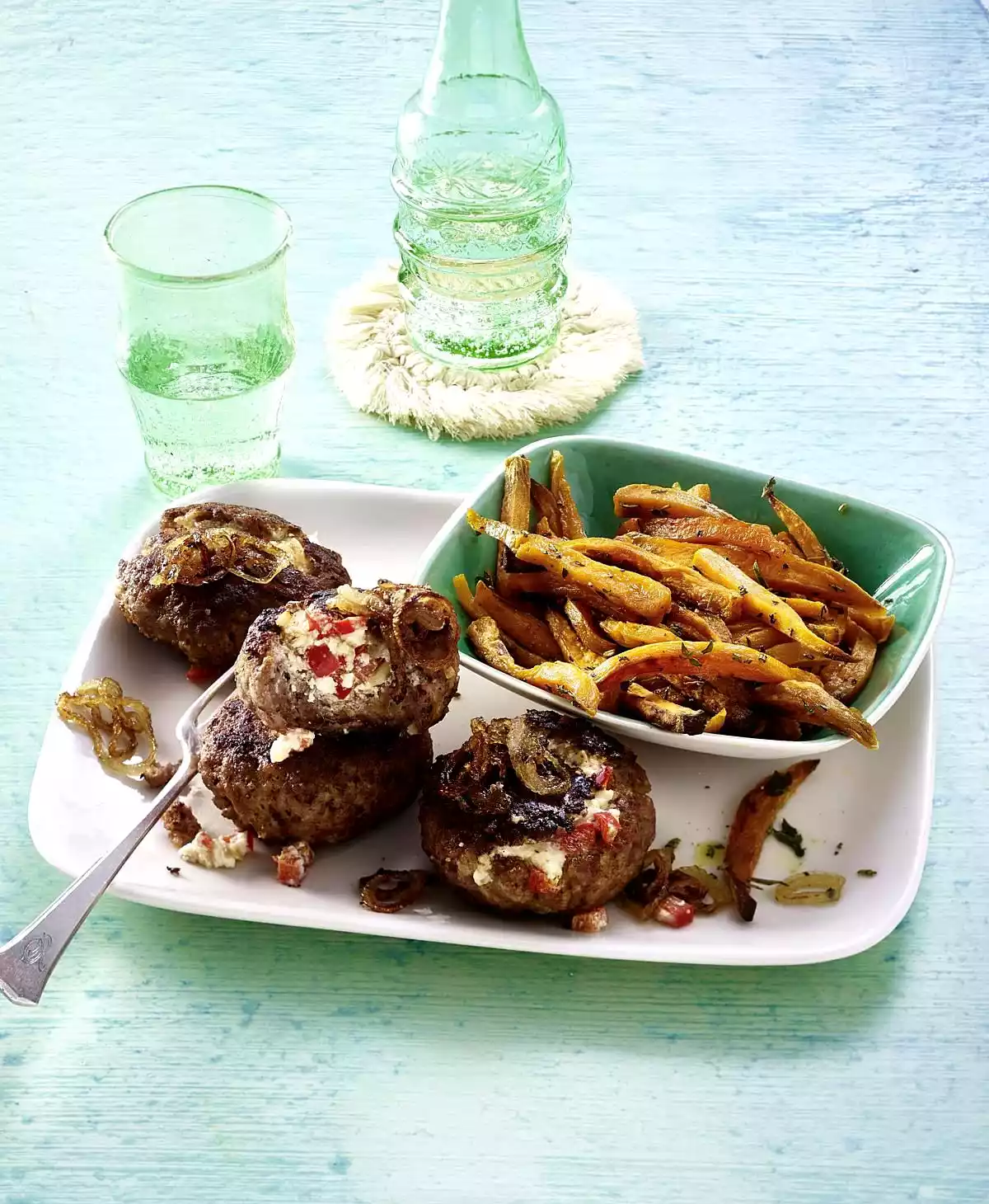 Stuffed Meatballs With Herb Fries Recipe