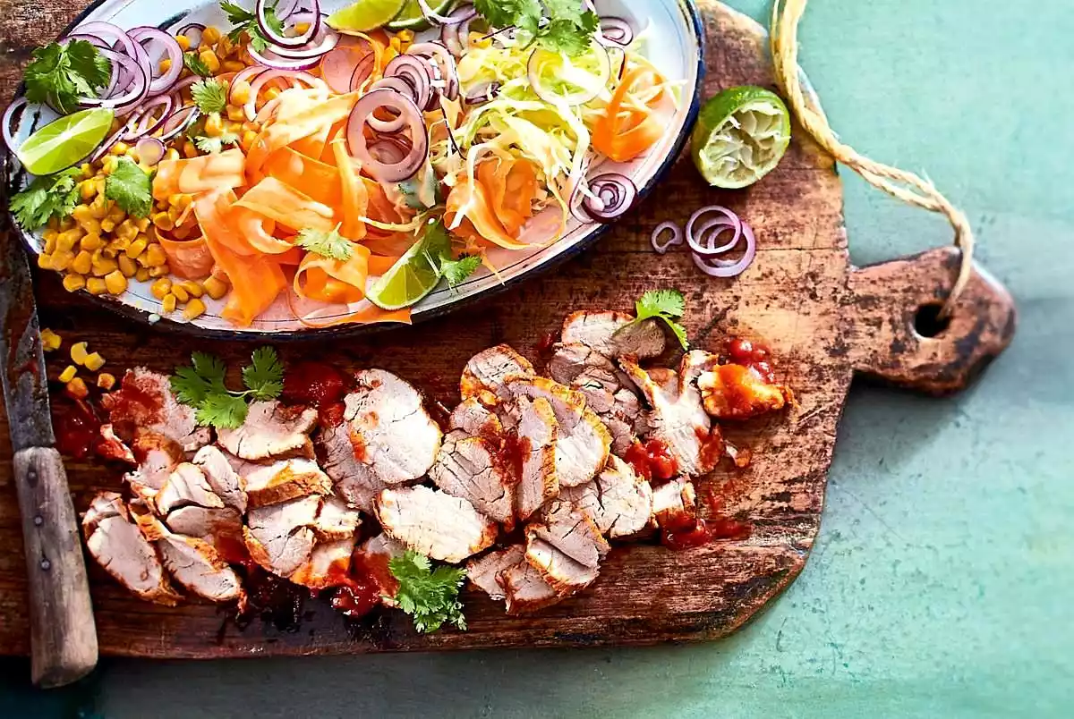 Sweet-Chili-Filet With Raw Vegetable Plate Recipe