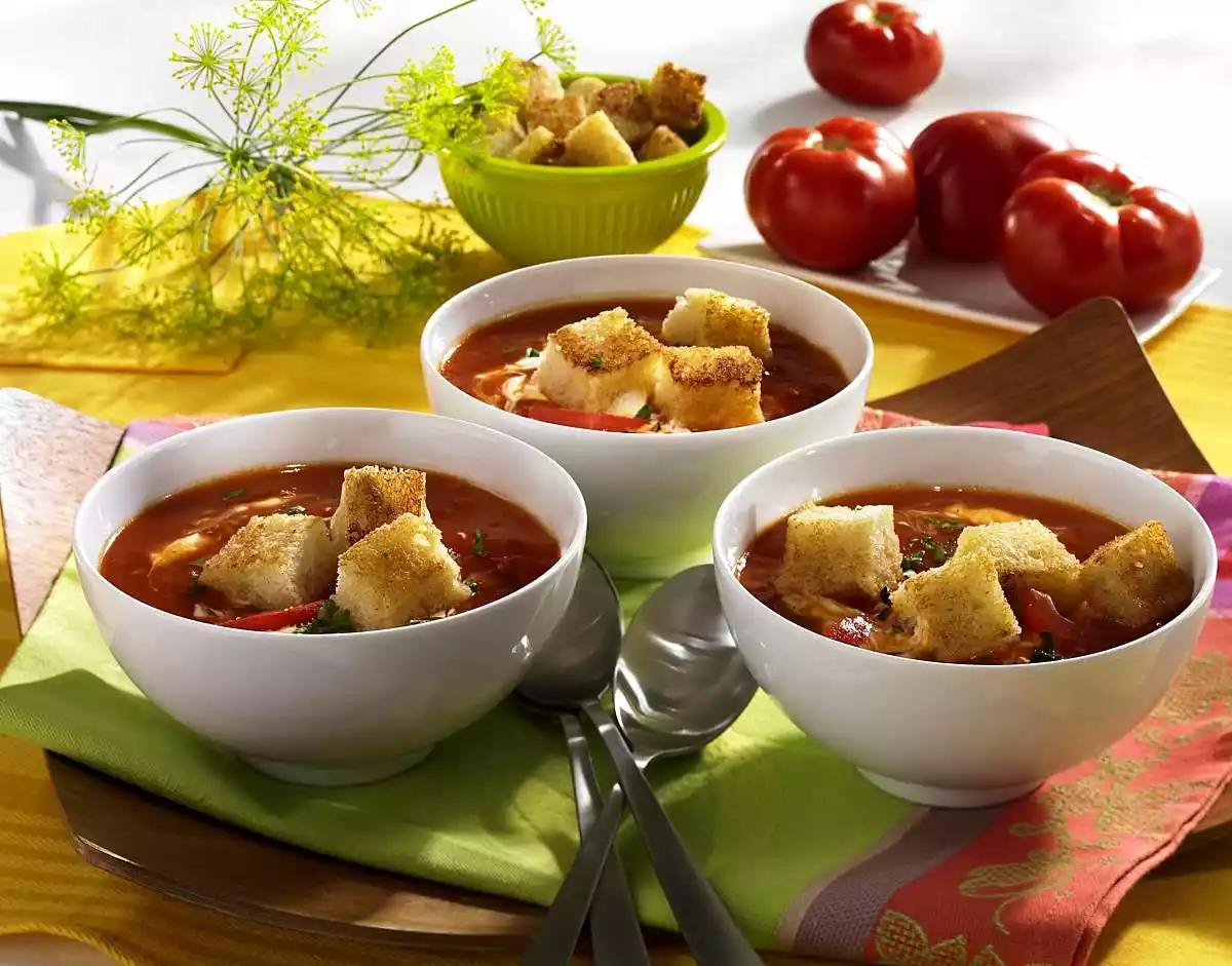 Tomato Soup With Crispy Croutons Recipe