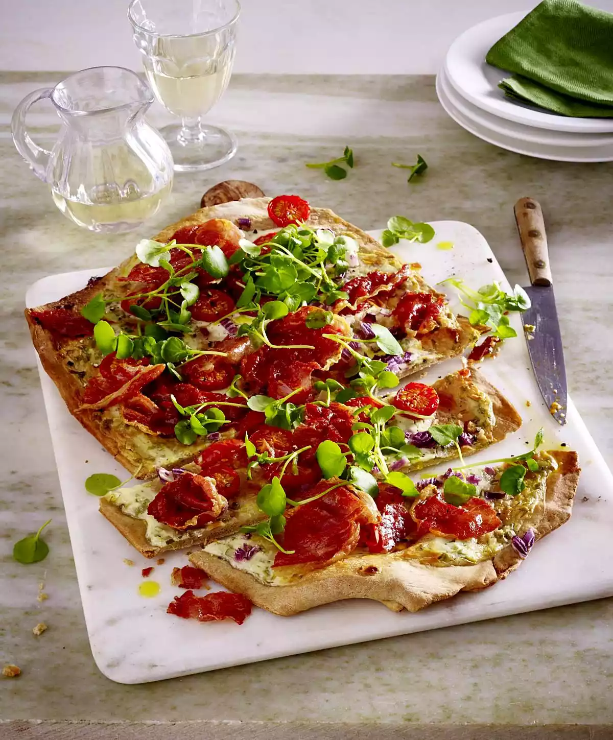 Watercress Wholemeal Tarte Flambée Recipe
