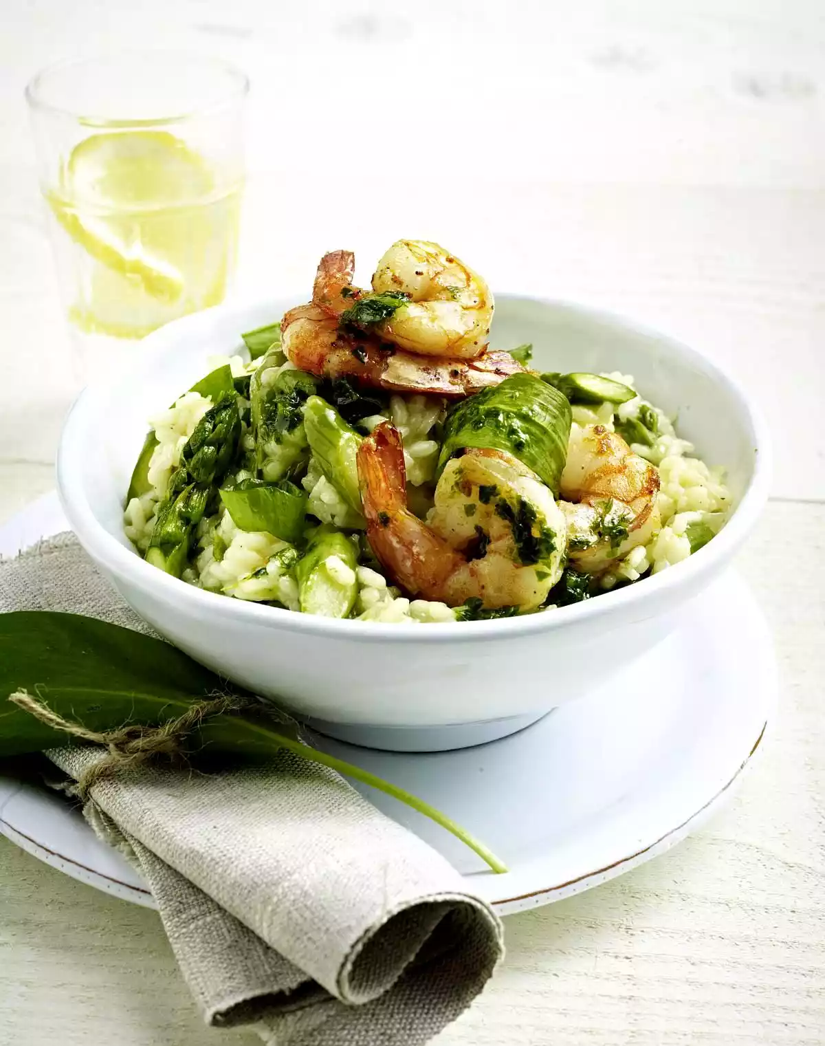 Wild Garlic And Asparagus Risotto With Prawns Recipe
