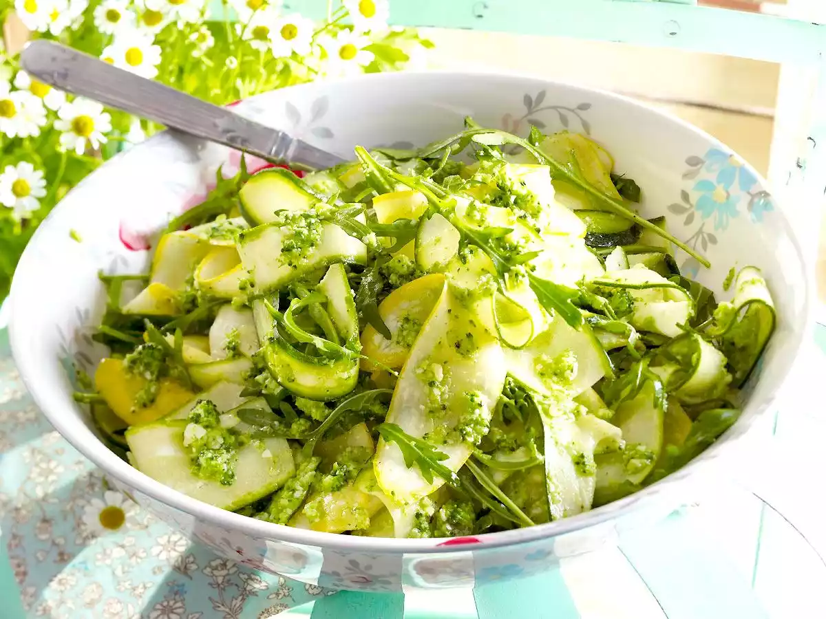 Zucchini Salad With Broccoli Pesto Recipe